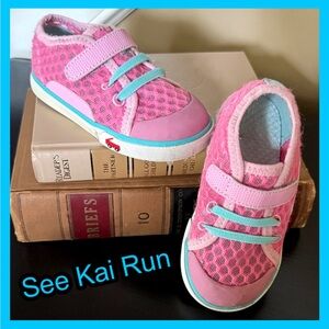 SEE KAI RUN Pink Girls Sneakers - Tennis Shoes with Velcro Straps ~ Sz 8